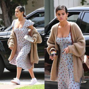 Reformation Harbor Dress Floral Midi Petunia Blue